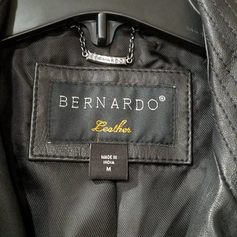 Bernardo Black Leather Biker Jacket Women's M -BRAND NEW with TAGS - Picture 11 of 16